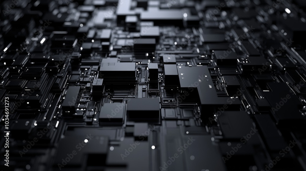 Fototapeta premium A vast, reflective black texture with intricate
