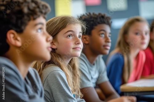 A small group of students attentively listening to a teacher's explanation, emphasizing the value of personalized instruction and collaboration in education