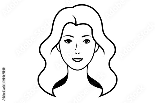 Beautiful woman face | isolated vector silhouette illustration on white background