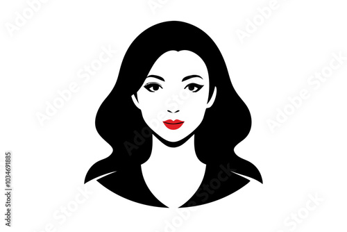 Beautiful woman face | isolated vector silhouette illustration on white background