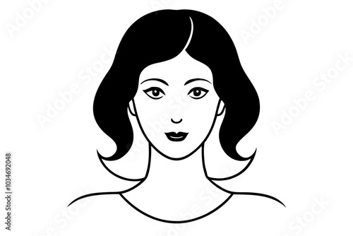 Beautiful woman face | isolated vector silhouette illustration on white background