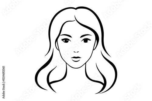 Beautiful woman face | isolated vector silhouette illustration on white background