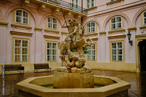 Statue of Saint George Slaying the Dragon in Bratislava, Slovakia