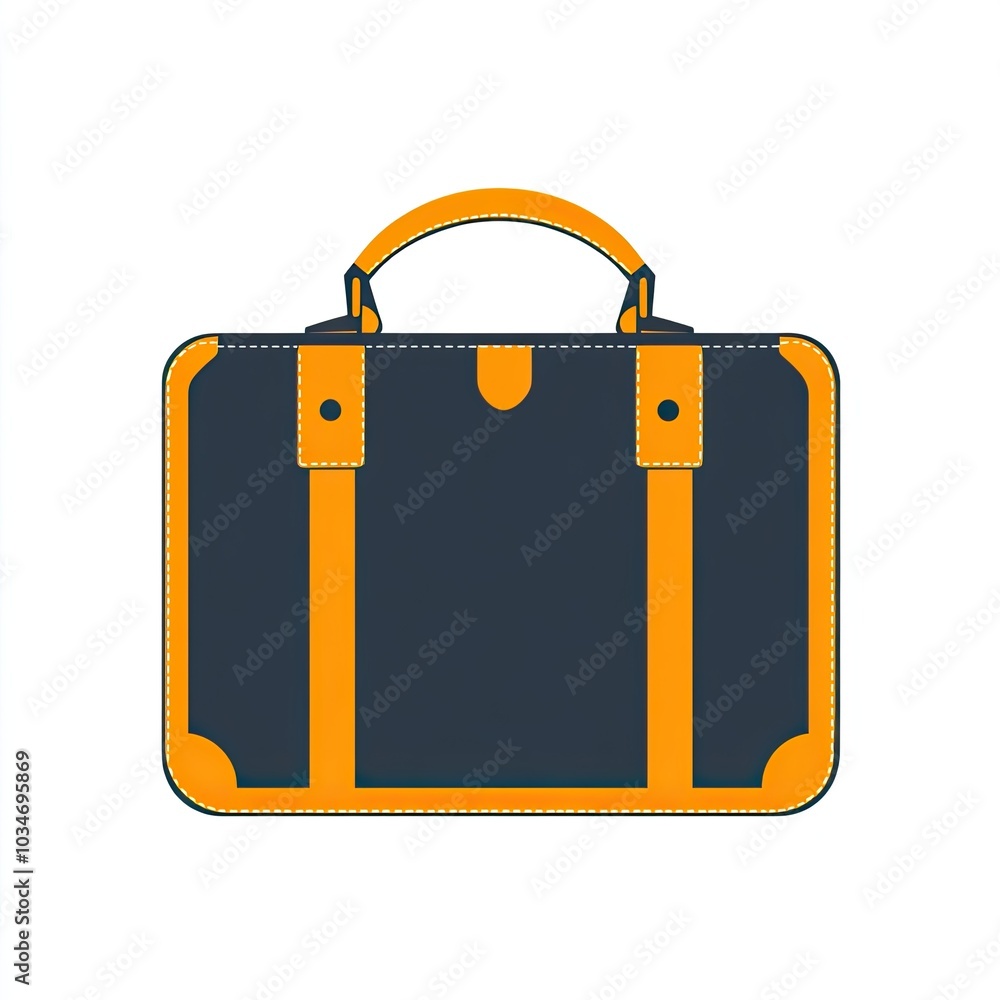 A Black Suitcase with Orange Trim and Handle A Black Suitcase with Orange Trim and Handle