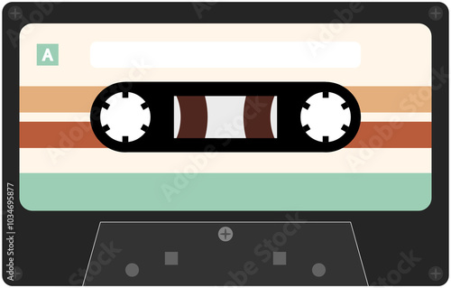 Old school tape cassette in vintage retro colors