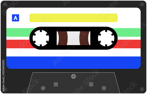 Old school tape cassette in vintage retro colors