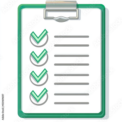 Green Clipboard with Checkmarks and Lines