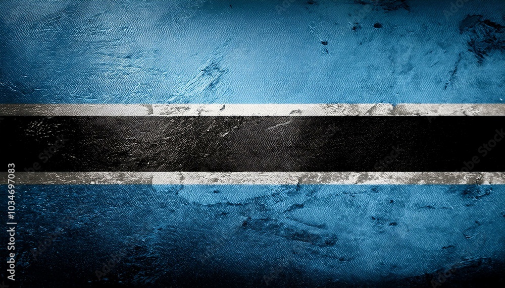 Fototapeta premium 古いビンテージのボツワナの国旗(Old grunge vintage Botswana flag.) 