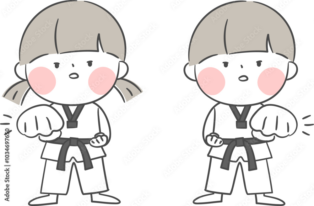 태권도를 하는 어린이 캐릭터 태권도를 하는 어린이 캐릭터
