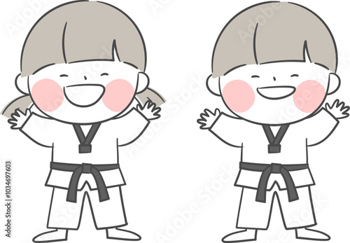 태권도를 하는 어린이 캐릭터