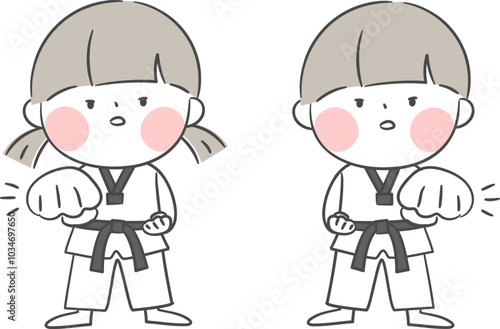 태권도를 하는 어린이 캐릭터