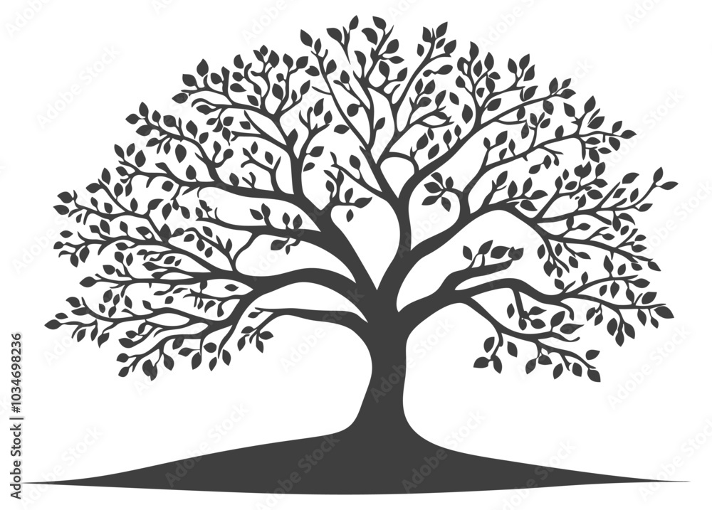 Fototapeta premium Elegant tree silhouette with intricate branch patterns