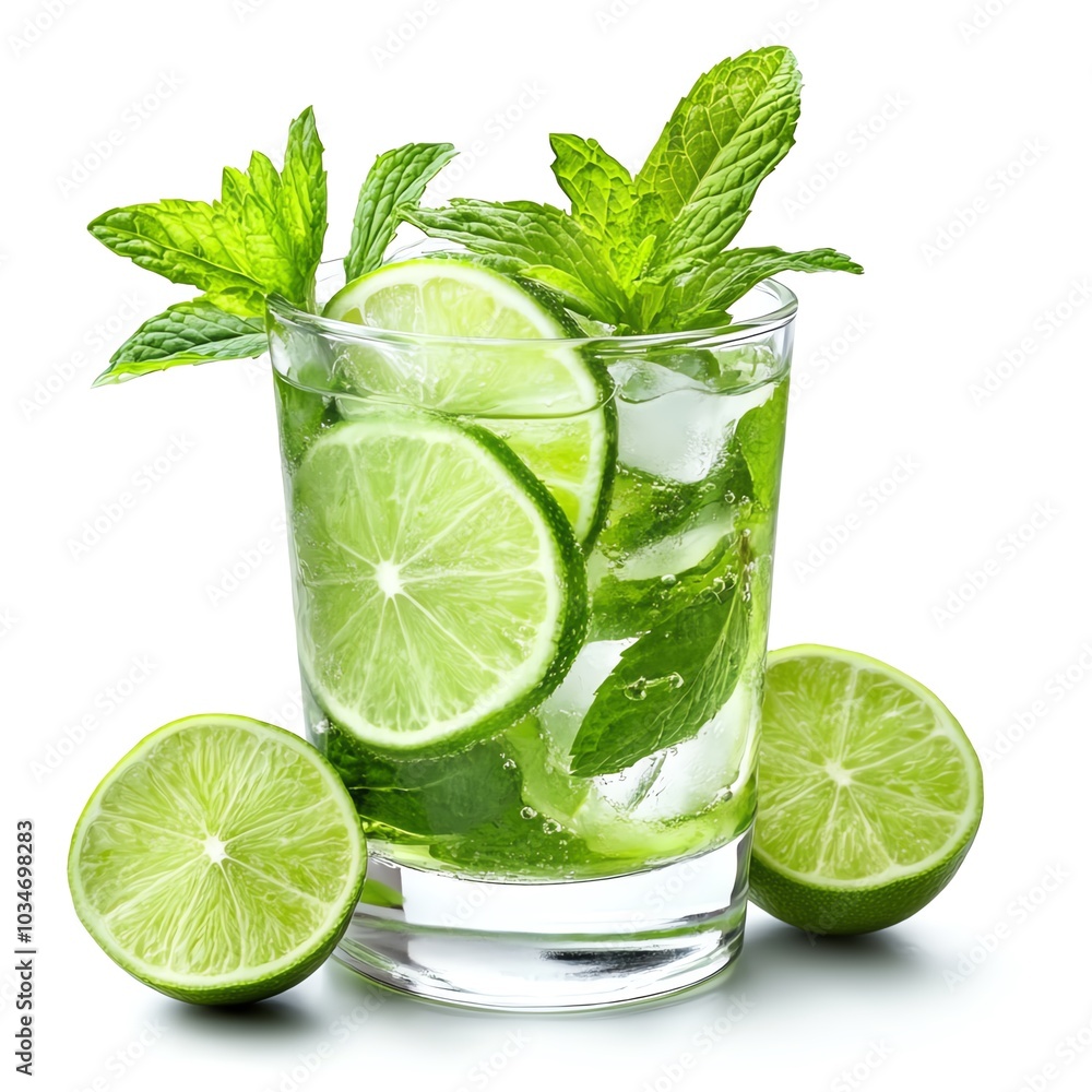 Refreshing lime drink with mint leaves, perfect for summer cocktails and party gatherings, offering vibrant flavors in a glass. Refreshing lime drink with mint leaves, perfect for summer cocktails and party gatherings, offering vibrant flavors in a glass.