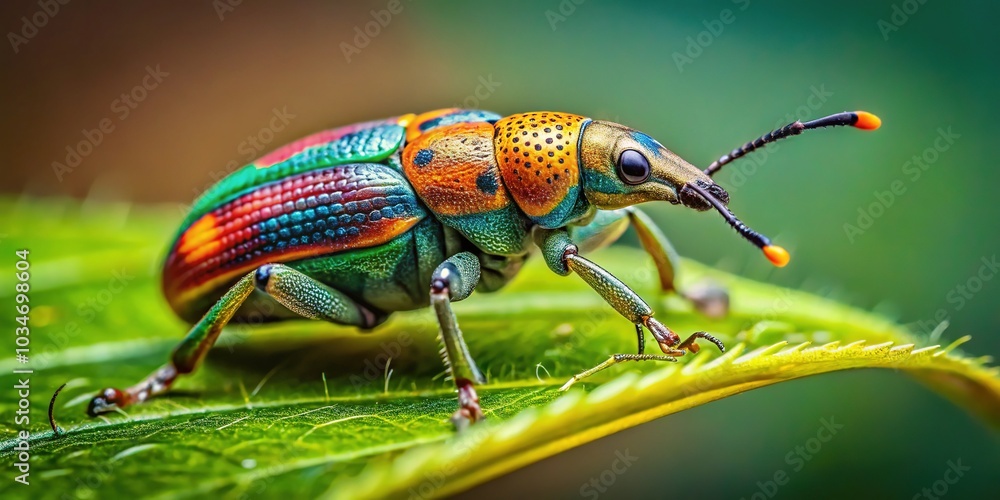 Weevil Flying An ethereal tilt-shift image depicts a miniature weevil traversing a ...