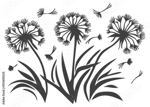 Wallpaper Mural Elegant Silhouette of Dandelions in Bloom Torontodigital.ca