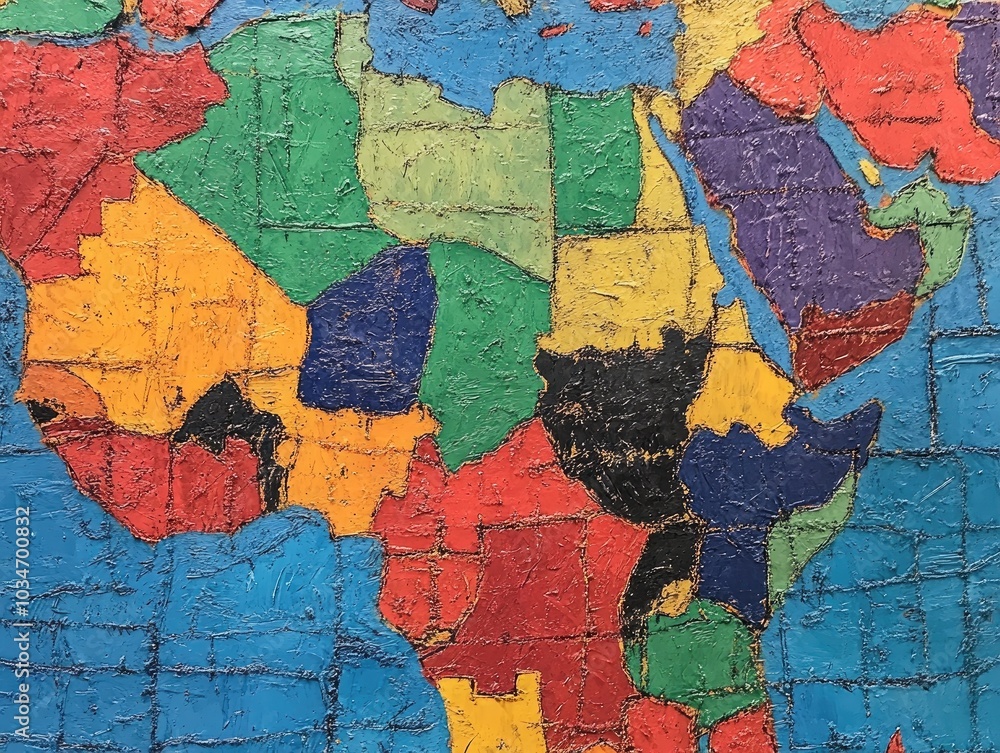 Close up view of a political map highlighting country boundaries and major cities Close up view of a political map highlighting country boundaries and major cities