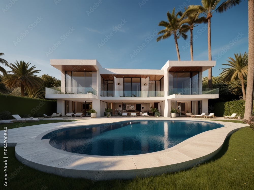 Fototapeta premium Modern Luxury Villa with a Swimming Pool