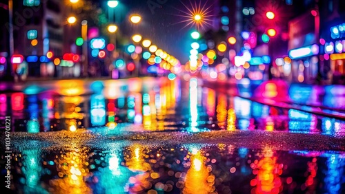 Wallpaper Mural A symphony of shimmering reflections in a wet urban landscape, illuminated by vibrant city lights. Torontodigital.ca