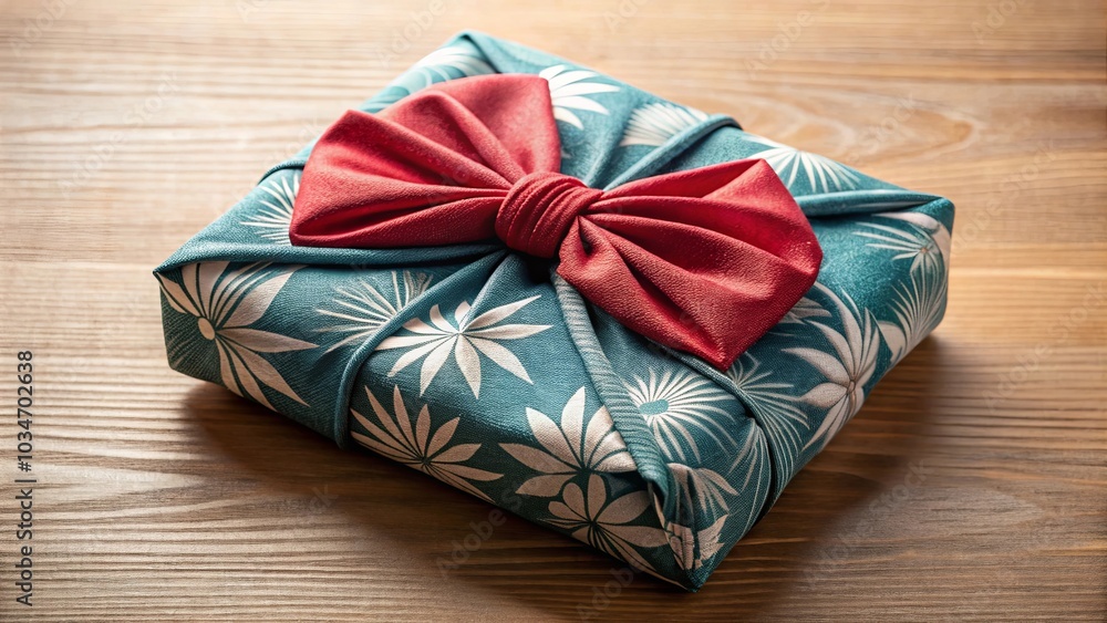 A meticulously wrapped gift box adorned with a vibrant floral pattern and a large, crimson bow, rests upon a smooth, wooden surface, exuding a sense of warmth and anticipation. A meticulously wrapped gift box adorned with a vibrant floral pattern and a large, crimson bow, rests upon a smooth, wooden surface, exuding a sense of warmth and anticipation.
