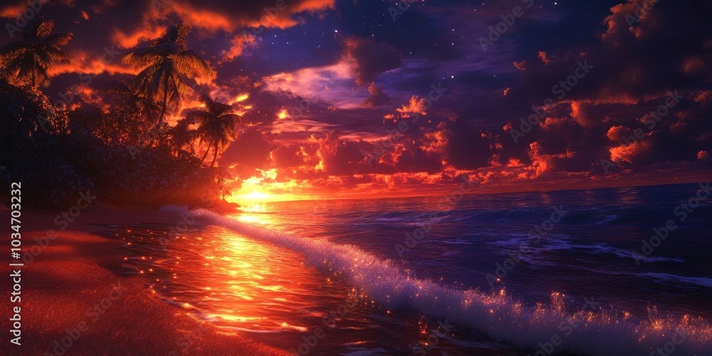 Summer evening view of the ocean coastline near a beach, Coastal sunset view of the beach Summer evening view of the ocean coastline near a beach, Coastal sunset view of the beach