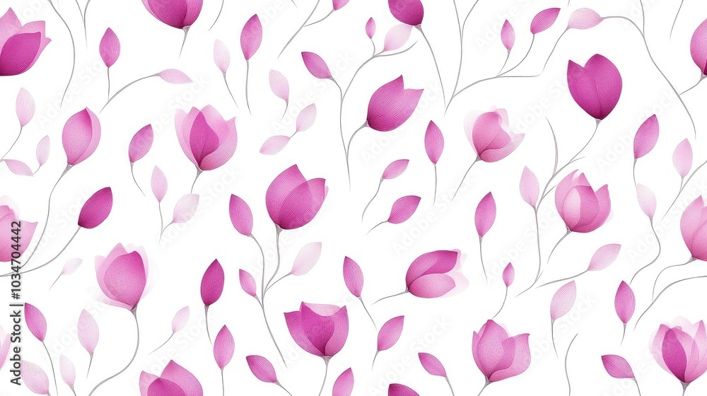 Floral seamless pattern on a white backdrop Floral seamless pattern on a white backdrop