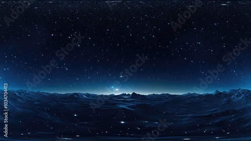 Obraz na płótnie 360 degree space background with stars panorama in 3D cartoon rendering featuring equirectangular projection and HDRI environment map Night starry sky illustration w salonie