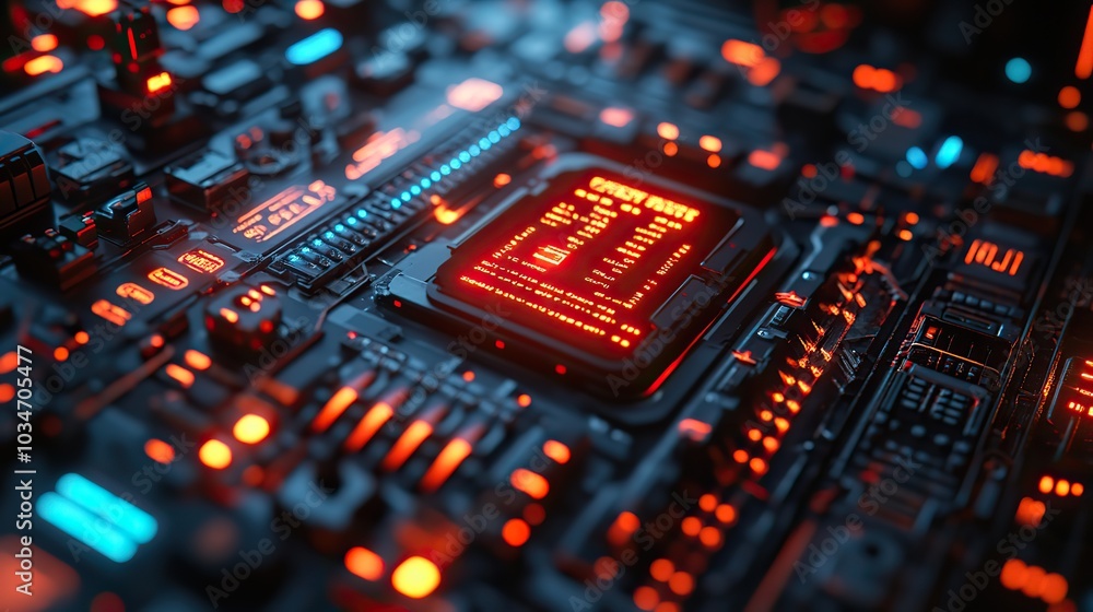 Obraz premium artificial intelligence system integration displayed on black screen showcasing written word intelligence and advanced ai technology.illustration
