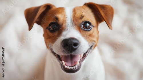 portrait of a happy smiling Jack Russell Terrier dog on a white background