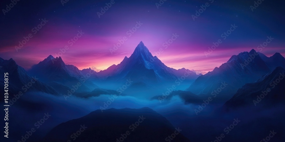 Serene alpine landscape at dawn featuring a majestic mountain ridge silhouette The scene evokes a peaceful and tranquil atmosphere in the mountains, perfect for wanderlust Serene alpine landscape at dawn featuring a majestic mountain ridge silhouette The scene evokes a peaceful and tranquil atmosphere in the mountains, perfect for wanderlust