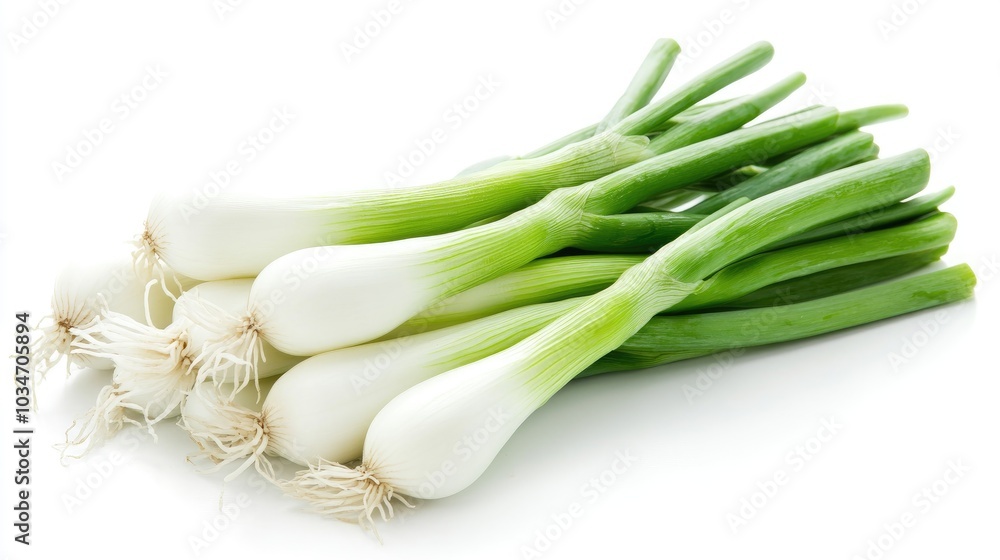 Fresh scallions isolated on a white background Fresh scallions isolated on a white background