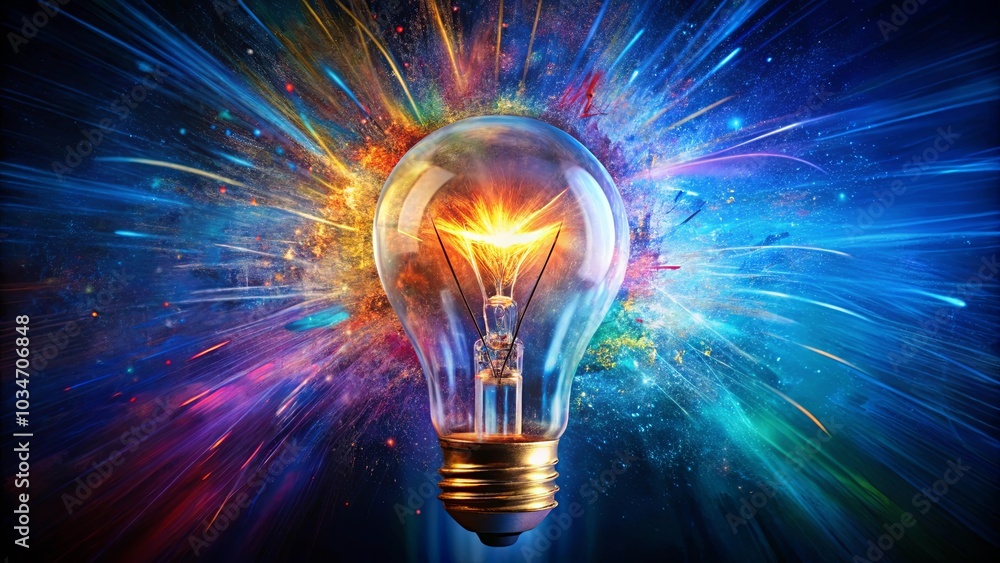 Illuminated by Inner Flame An Abstract Representation of a Light Bulb with a Cosmic Burst of Color Illuminated by Inner Flame An Abstract Representation of a Light Bulb with a Cosmic Burst of Color