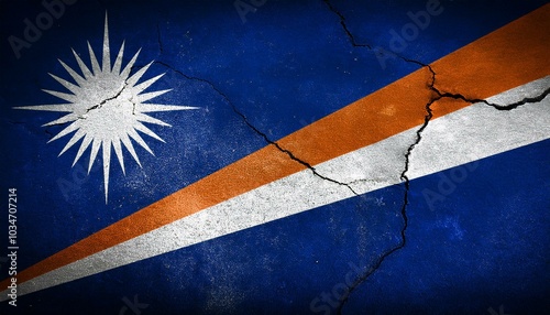 古いビンテージのマーシャルの国旗(Old grunge vintage Marshall Islands flag.)
 photo