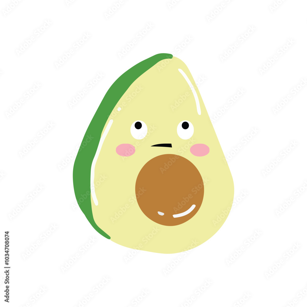 Fototapeta premium Cute and kawaii avocado emoticon expression illustration. avocado sticker, empticon, collection