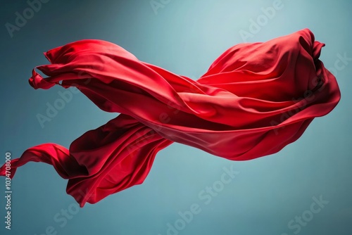 Elegant red fabric floating in midair a graceful dance of material and movement 