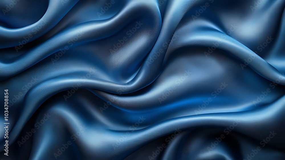 Obraz premium Abstract background with blue silky fabric creating smooth, flowing, wavy patterns.