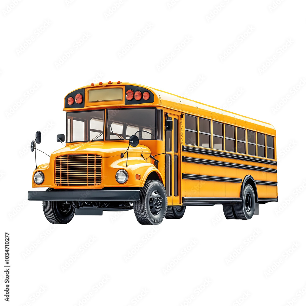 Classic Yellow School Bus on Transparent Background Classic Yellow School Bus on Transparent Background