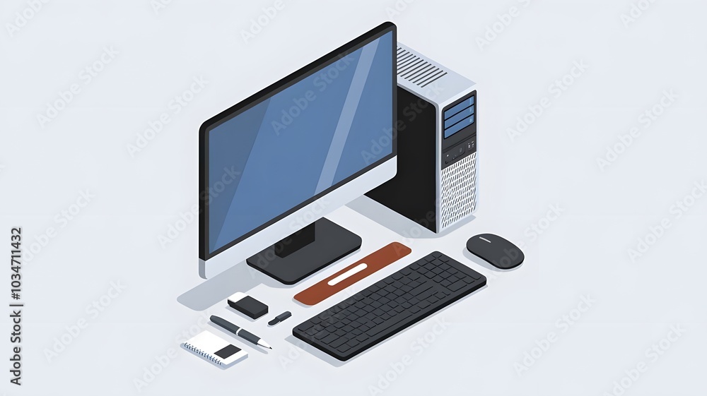 Detailed isometric vector of digital devices including hard drive, USB flash drive and digital camera all placed on white background Detailed isometric vector of digital devices including hard drive, USB flash drive and digital camera all placed on white background