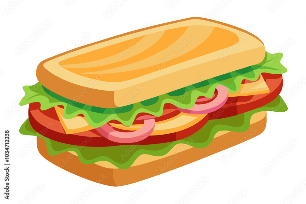 Sandwich with bacon and vegetables on a white background Sandwich with bacon and vegetables on a white background