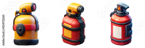 Isolated Fire Extinguisher Collection on Transparent Background