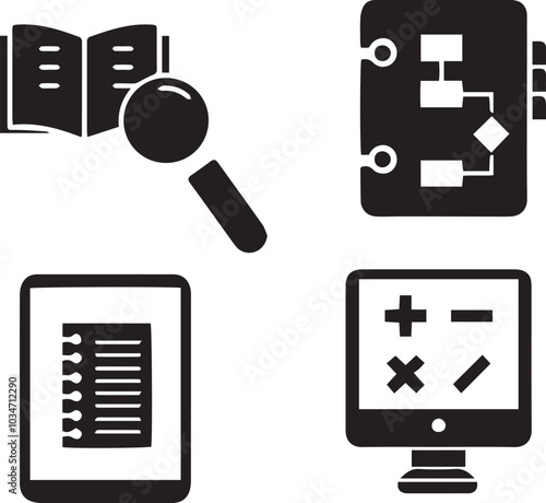 computer calculator vector icon set 