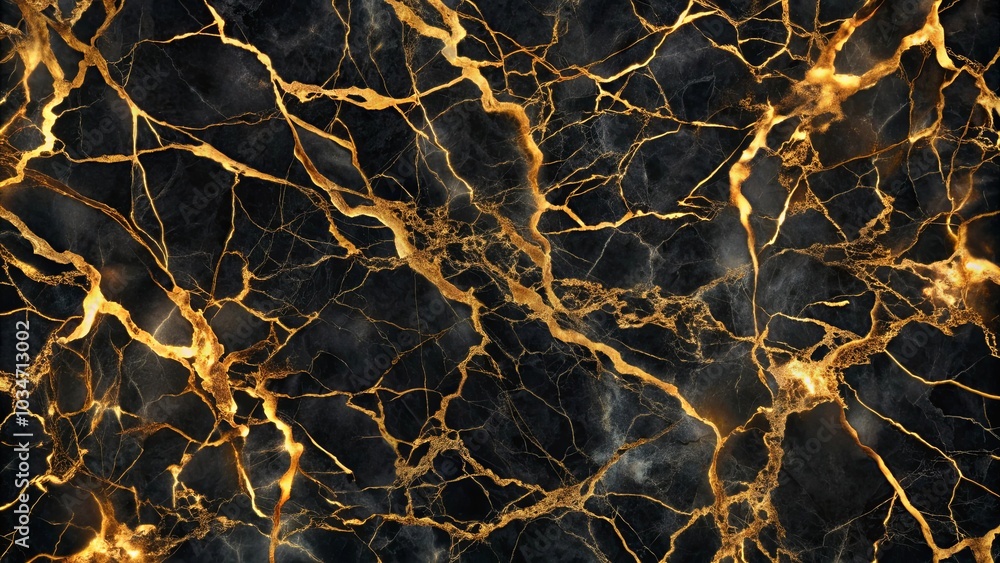 Intricate Veins of Gold Traversing a Black Marble Surface Intricate Veins of Gold Traversing a Black Marble Surface