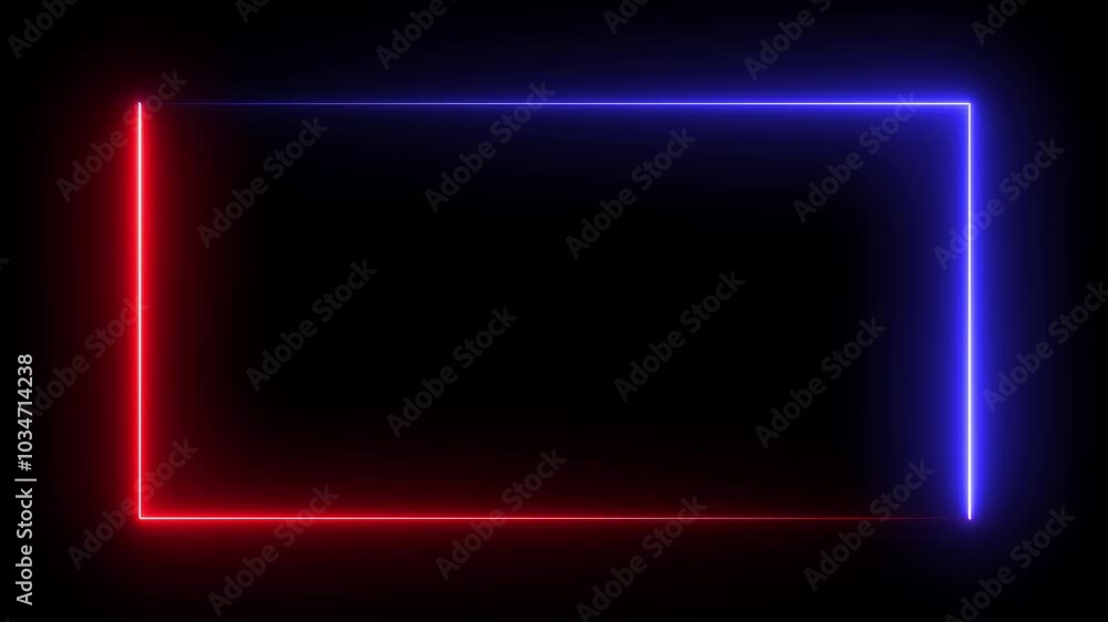 Abstract glowing neon rectangle border frame background. Neon light photo frame background. Sci-fi energy frame rectangular shape and seamless loop animation. Abstract glowing neon rectangle border frame background. Neon light photo frame background. Sci-fi energy frame rectangular shape and seamless loop animation.