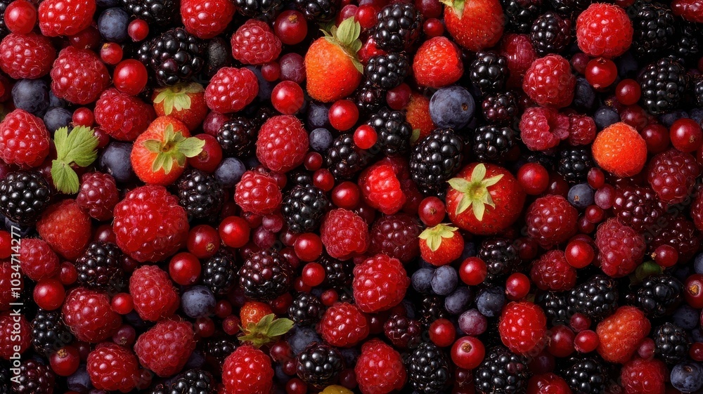 A vibrant assortment of various berries including strawberries, raspberries, and blueberries, creating a visually stunning and colorful composition. A vibrant assortment of various berries including strawberries, raspberries, and blueberries, creating a visually stunning and colorful composition.