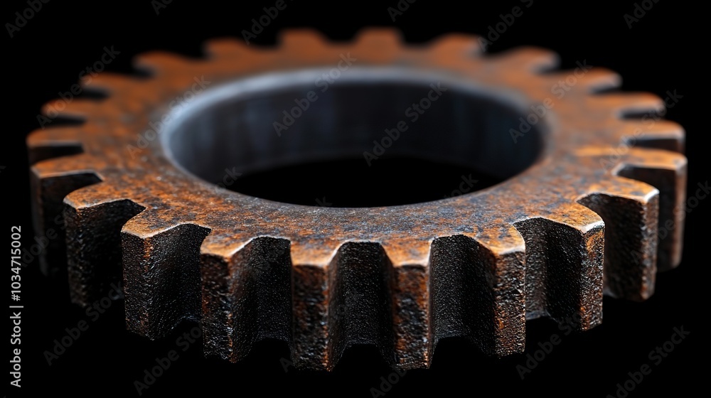close up of single mechanical gear symbolizing effective process management and productivity in industrial and manufacturing settings.stock image close up of single mechanical gear symbolizing effective process management and productivity in industrial and manufacturing settings.stock image