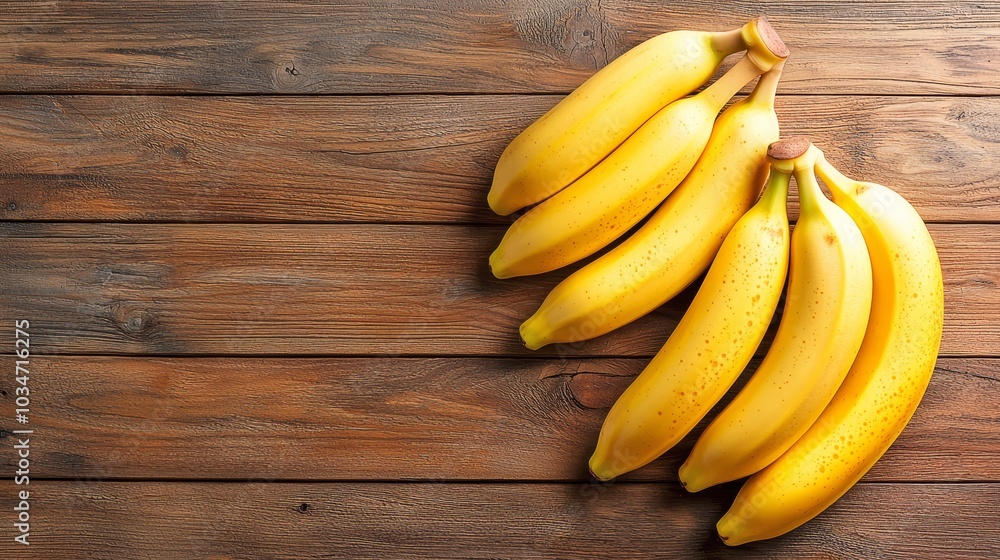 Ripe Bananas Arranged on Rustic Wooden Table Ripe Bananas Arranged on Rustic Wooden Table