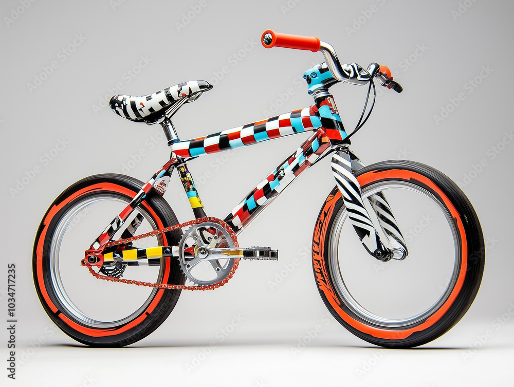 Fototapeta premium Elite Youth Racing Bike with Checkerboard Pattern: Designed for Speed and Style