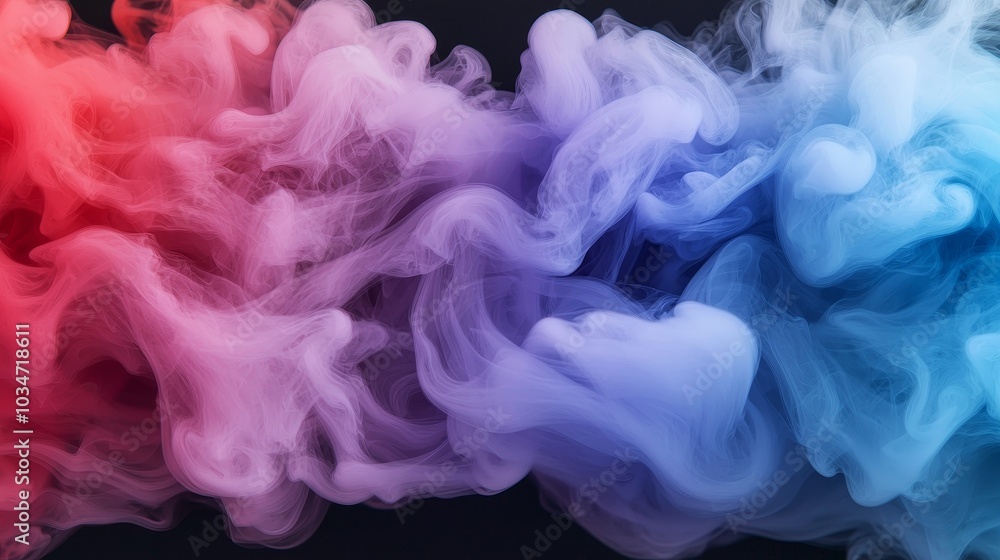 Vibrant Swirling Clouds of Red Purple and Blue Smoke against a Dark Background Vibrant Swirling Clouds of Red Purple and Blue Smoke against a Dark Background
