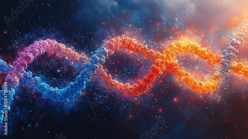 colorful dn strand representing precision medicine and genetic research.stock image photo