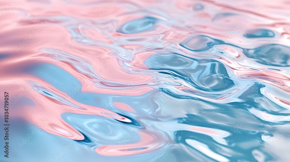 Tranquil ripples on a smooth surface reflecting soft hues of blue and pink symbolizing fluidity Tranquil ripples on a smooth surface reflecting soft hues of blue and pink symbolizing fluidity