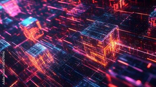 Wallpaper Mural Colored optical fiber, background image, technology concept of data transfer and communication.  Torontodigital.ca